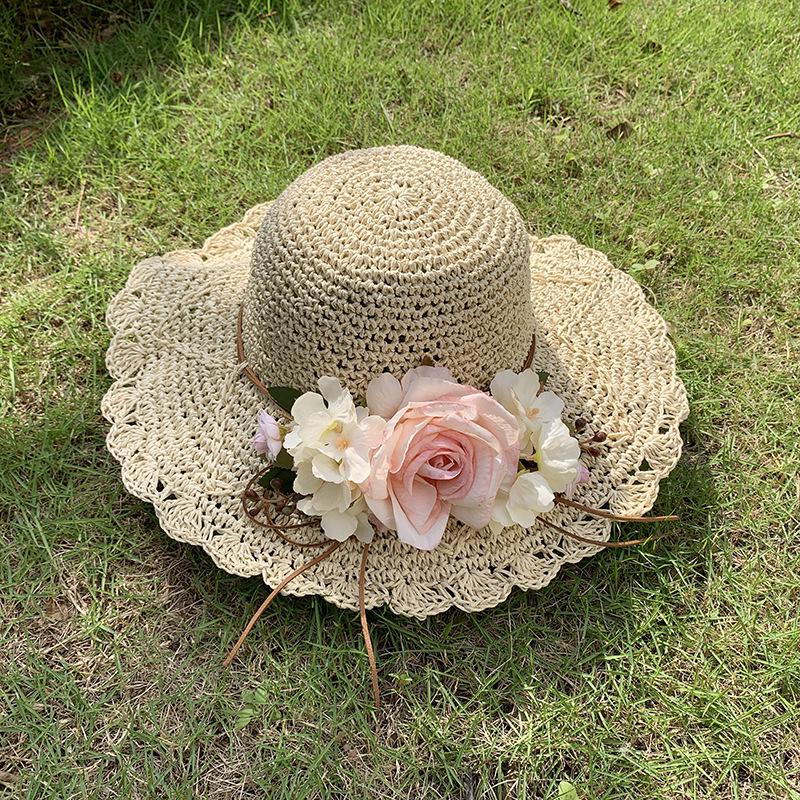 Women's Large Brim Foldable Breathable Straw Sun Hat for Summer Travel & Vacation