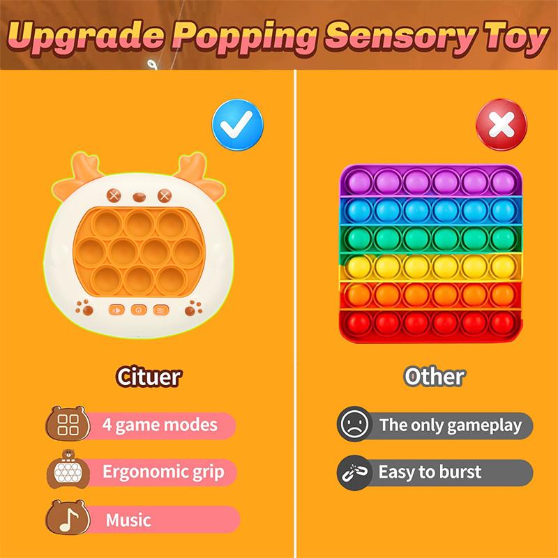 Pop Light Fidget Game Quick Push Bubble Game Handle Toys Антистрессовые игрушки для мальчиков и девочек со светодиодным игровым автоматом Игрушки для снятия стресса