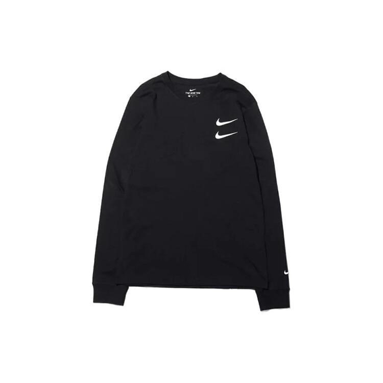 Nike Swoosh Повседневный Спортивный Двойной Крючок Круглый Вырез Длинный Рукав 'Черный' DB6156-010