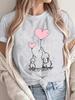 Милые футболки с графическим принтом в виде мультяшного слона и воздушных шаров-сердечек, женские топы, пляжные футболки Y2K, забавные футболки с коротким рукавом