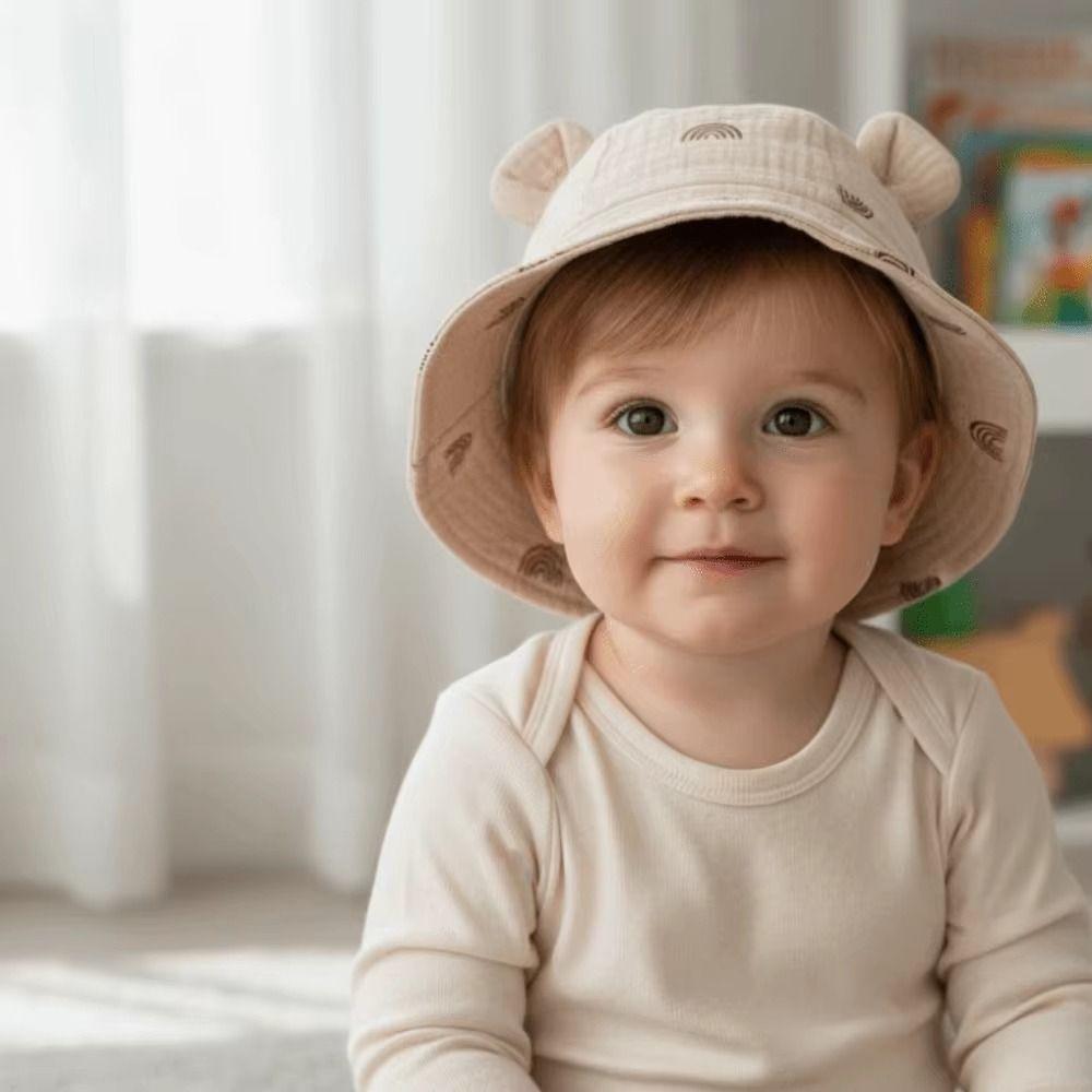 Print Design Baby Sun Hat Breathable Bucket Hat Baby Portable Kids Beach Cap  for Travel Summer