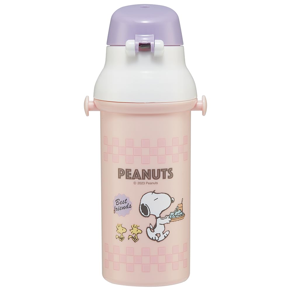 Skater Бутылка для воды 480 мл, антибактериальный пластик, подходит для детей, легкая, Snoopy 80s Cafe, сделано в Японии, детская PSB5SANAG-A