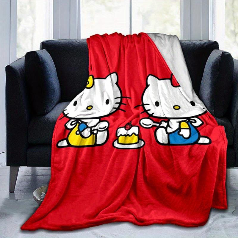 1pc. Hello Kitty Plush Blanket - Cute Cartoon Design for Home, Office, Outdoor Use, Gift Idea, Suitable for Al