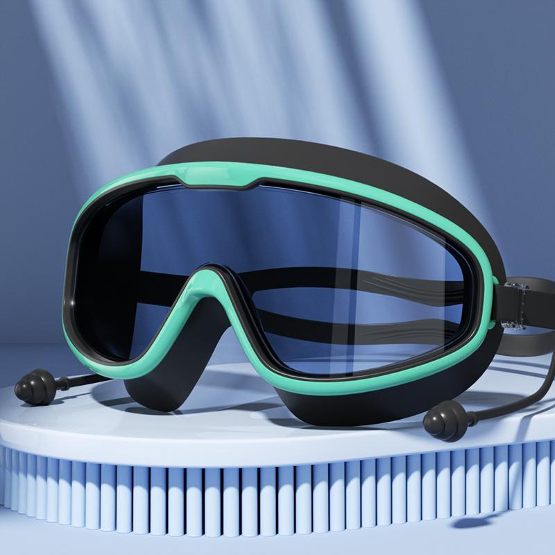 Очки для плавания с большой оправой HD-линзой и противотуманными водонепроницаемыми очками для плавания для взрослых, душа, бассейна, для мужчин и женщин