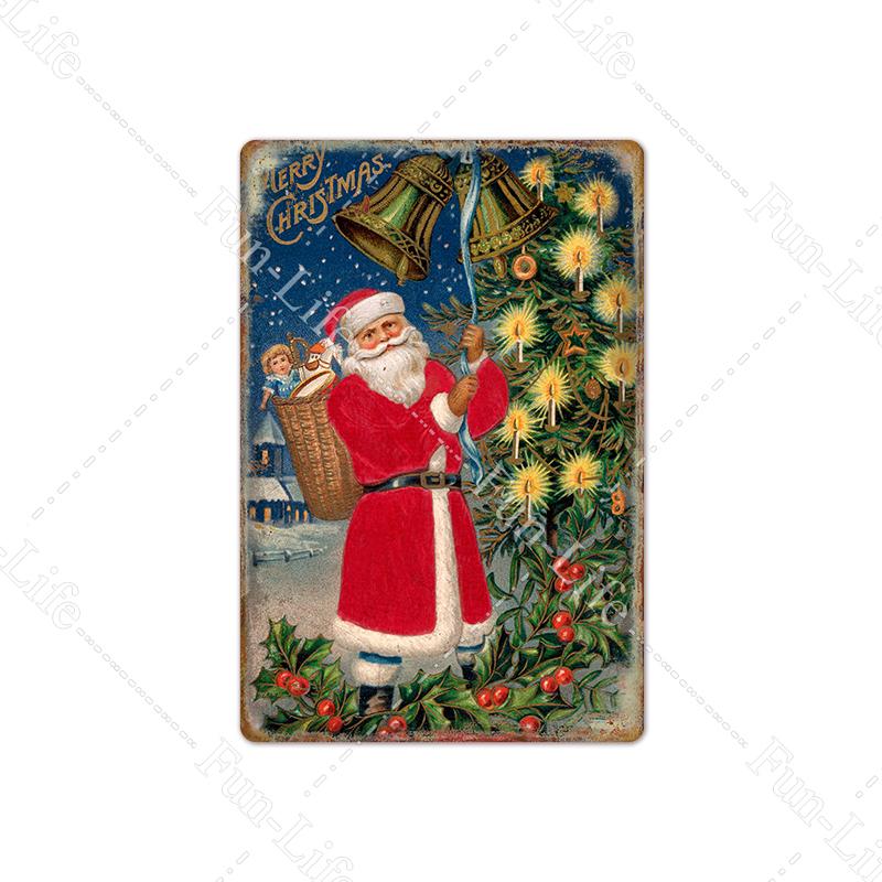 Рождественские металлические вывески, винтажный постер, жестяная вывеска, тарелка Санта-Клауса, ретро-налет, кафе-бар, паб, домашний декор, рождественская елка, подарок
