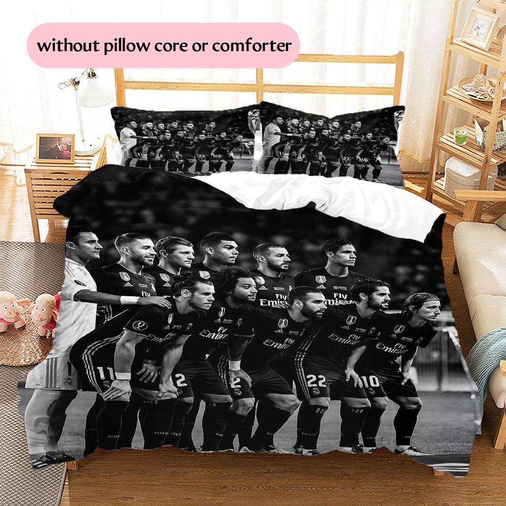 Madrid team Pattern Bedding Home Decoration Birthday Gift (1 * duvet cover + 2 * pillowcase, without core)