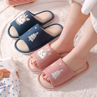 Модные женские мужские весенне-осенние тапочки бытовые домашние комнатные напольные противоскользящие все сезоны общие парные домашние льняные тапочки из хлопка и льна