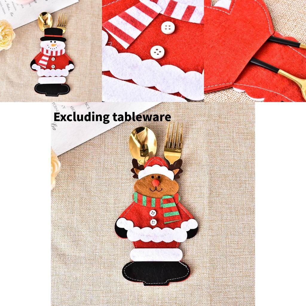 Очаровательные рождественские мешочки для столовых приборов с Санта-Клаусом для праздничного ужина