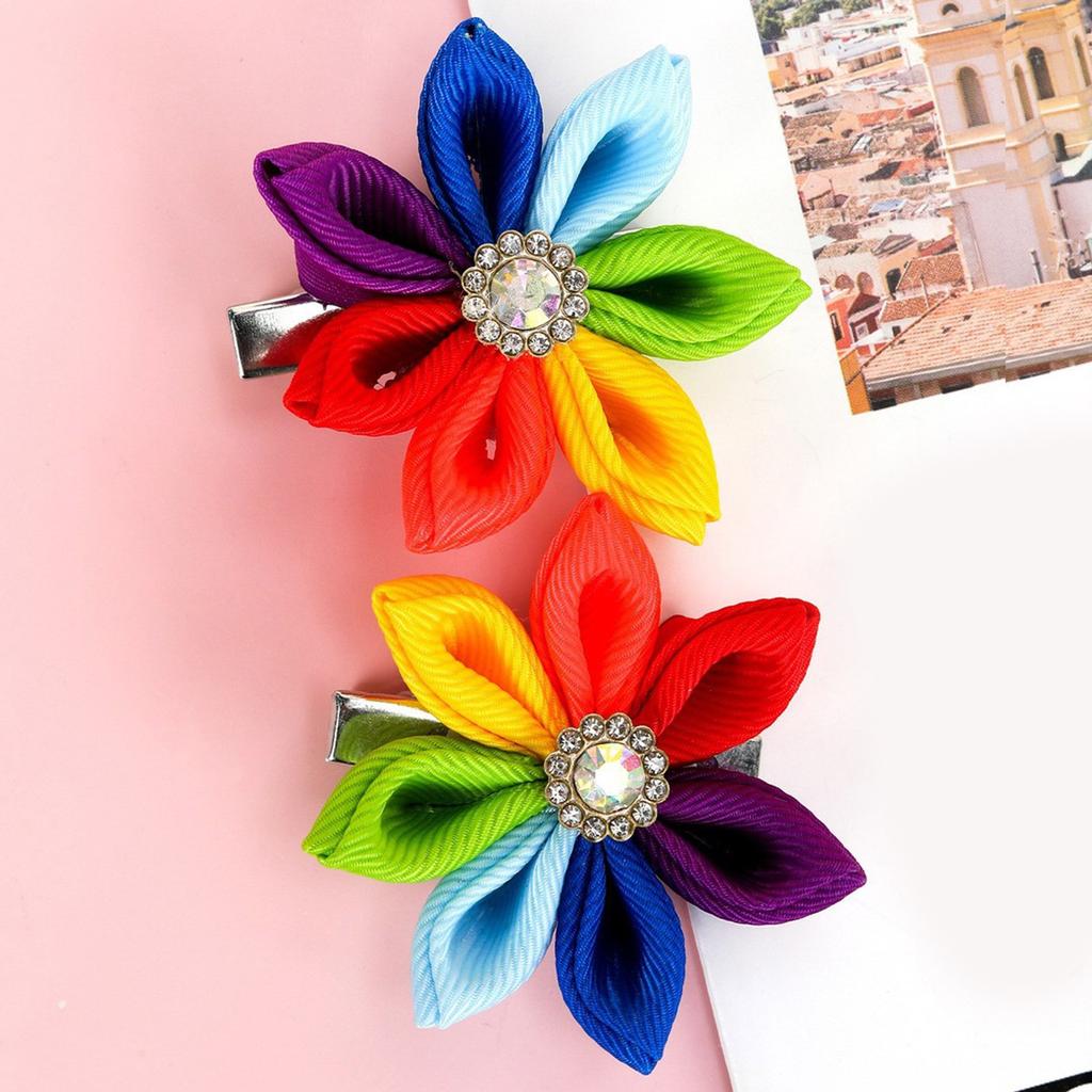 Cute Colorful Bowknot Hair Clip Lovely Ribbon Hair Clip Rainbow Hairpins Barrettes Girls HairPins 2000s Trend