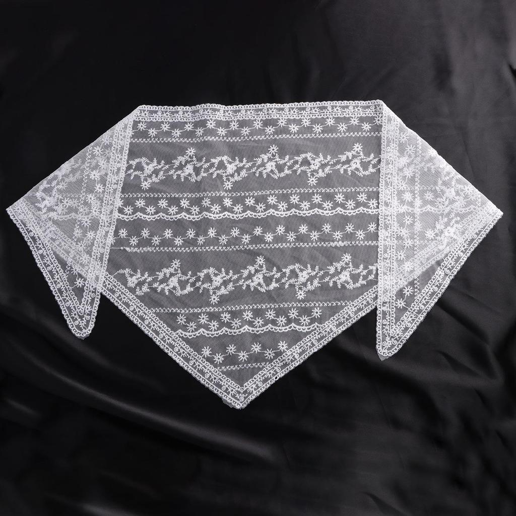 Korean Fresh Style Neckerchief Sweet White Lace Headband Turban Small Scarf Thin Flower Triangle Hair Band Girls Headdress