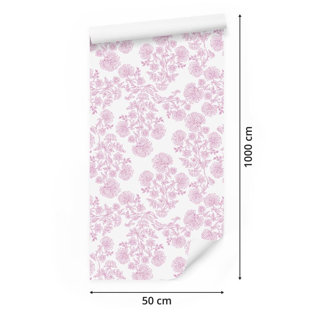 Wallpaper Flowers white and powder pink, clear detail 50x1000