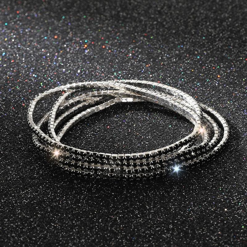 5Pcs/Lot Elastic Crystal Bracelets 2mm Charming Gold Color Crystal Rhinestones Metal Bangle Bracelet Jewelry DIY Gift