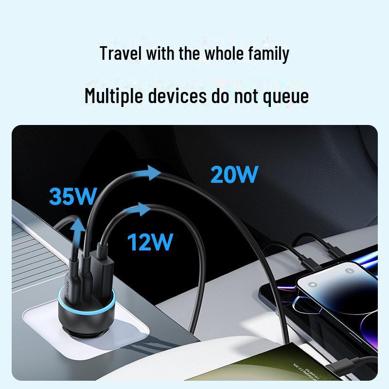 Автомобильное зарядное устройство Anker для Apple, PD67W, быстрая зарядка с совместимостью с USB