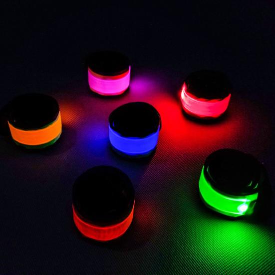 6Pcs LED Light Up Clap Wristband Glow In The Dark Clap Bracelet Running Arm Band Night Safety Cycling Walking Reflective Strips 3 Modes Wrist Light