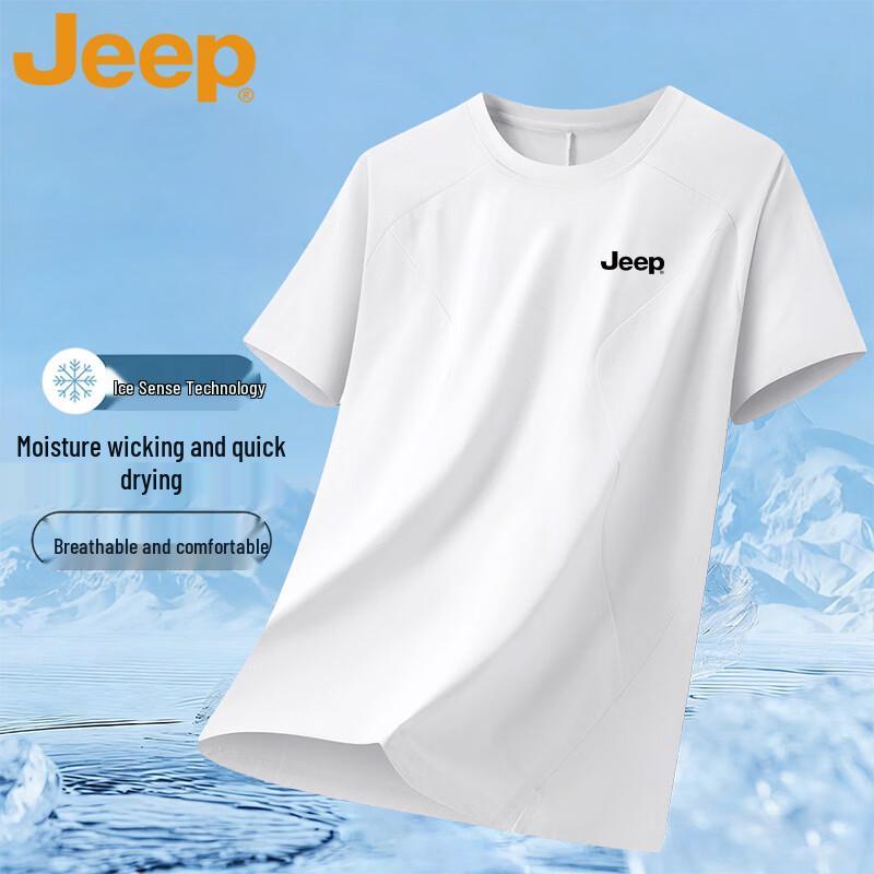 Jeep Мужская футболка с коротким рукавом из ледяного шелка, быстросохнущая