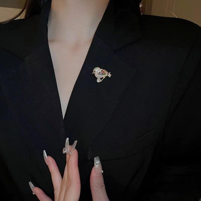 Модные блестящие нежные значки с животными, броши, булавки для женщин, изысканный полный кристалл, сорока, птица, булавка, ювелирные изделия