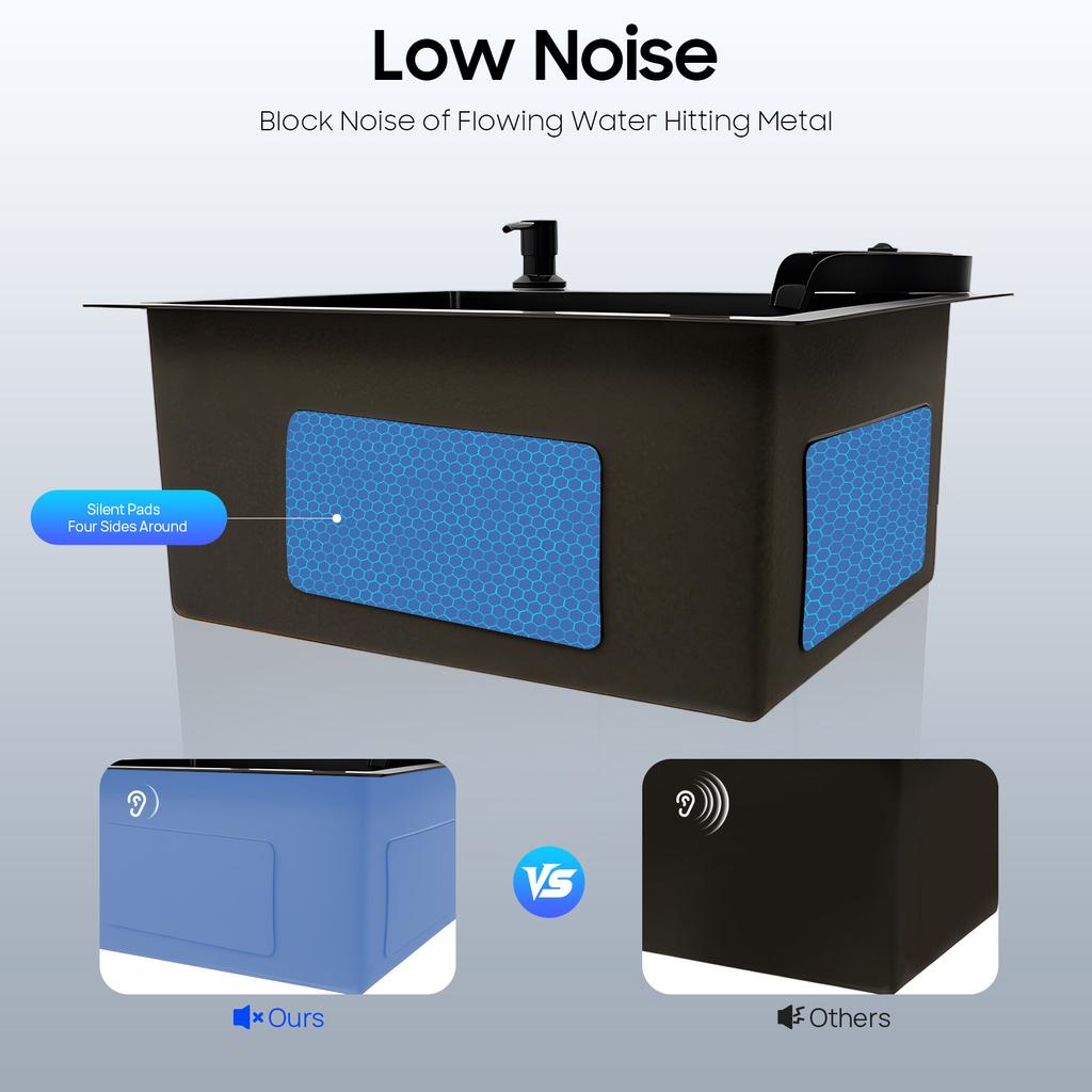 Multi-Functional 201 Stainless Steel Kitchen Sink – Pull-Out Faucet, Cup Rinser, Drain Basket & Soap Dispenser Included – Gun-Grey – 45 x 40 cm