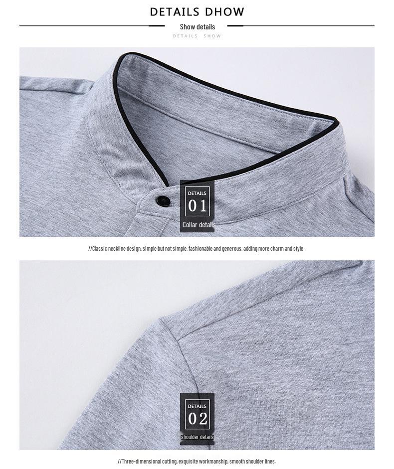 Мужская футболка облегающего кроя в корейском стиле со стойкой и длинными рукавами, однотонная, весенняя мода