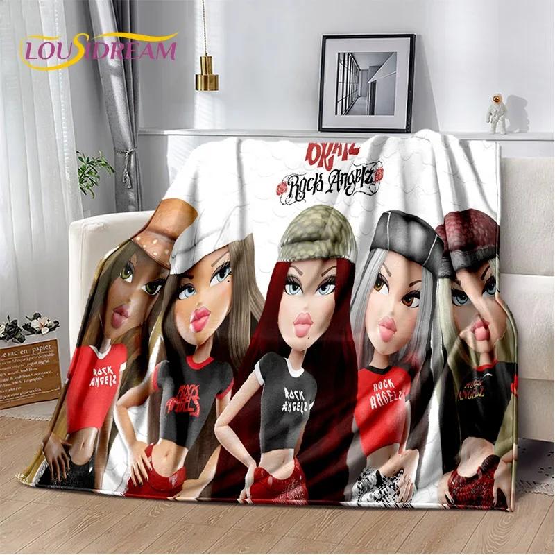 Cartoon Bratz doll Girls 3D Printed Soft Flannel Blanket for Beds Bedroom Sofa Picnic,Throw Blanket for Outdoor Leisure Nap Gift