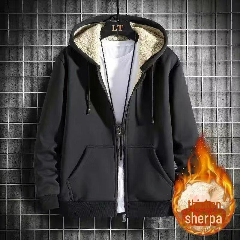 Men's 2024 Winter Fleece-Lined Hooded Sweatshirt: Warm, Loose, Casual Sports Jacket