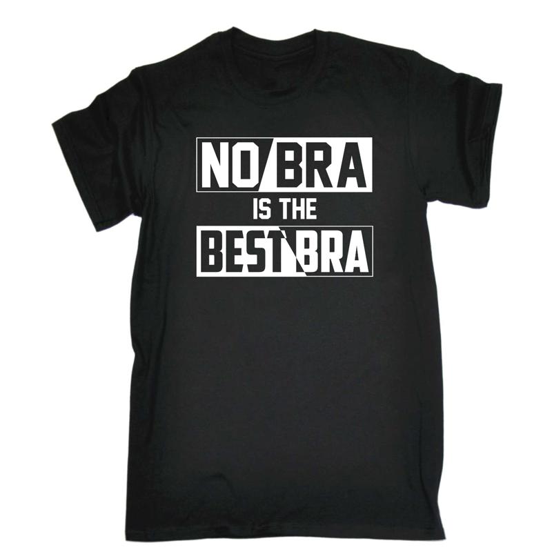 Без бюстгальтера - Лучшая мужская смешная футболка с принтом - Мужская летняя хлопковая футболка с графическим рисунком