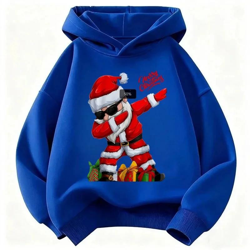 Long-Sleeved Christmas Hooded Sweater for Children Boys And Girls Winter Autumn Saint Nicholas Gift Pattern Warm Holiday Wear