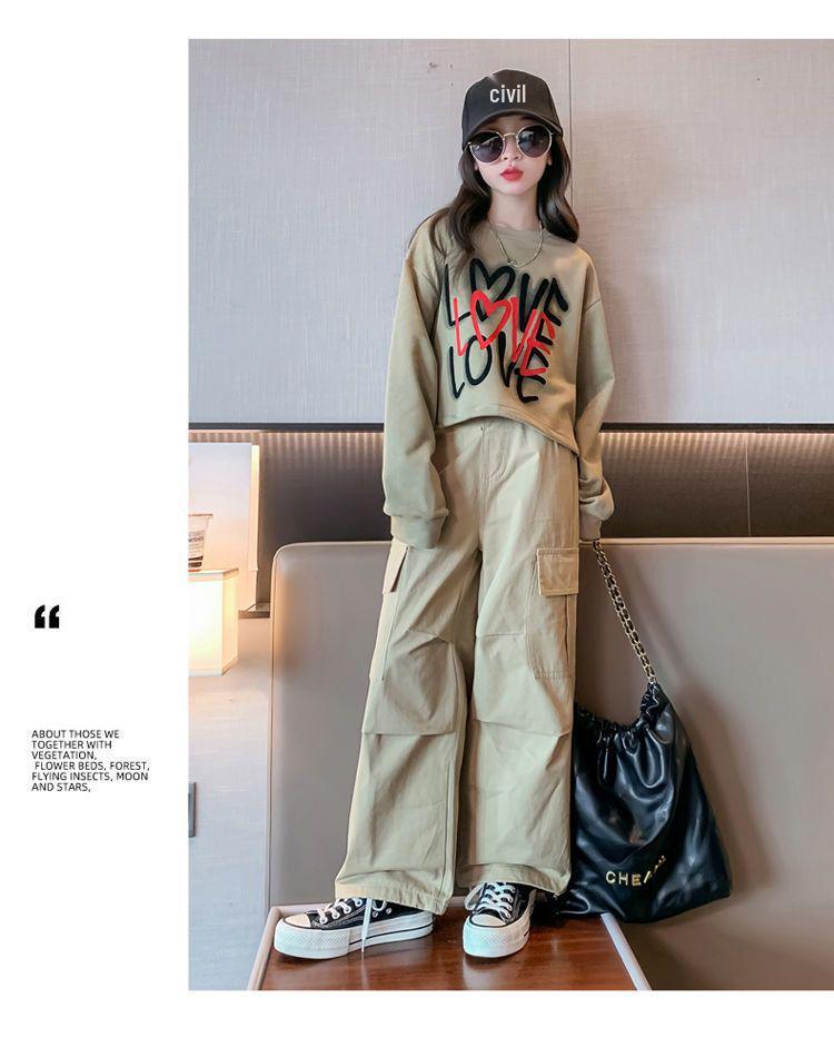 Трендовый осенний комплект из двух предметов для девочек, брюки карго