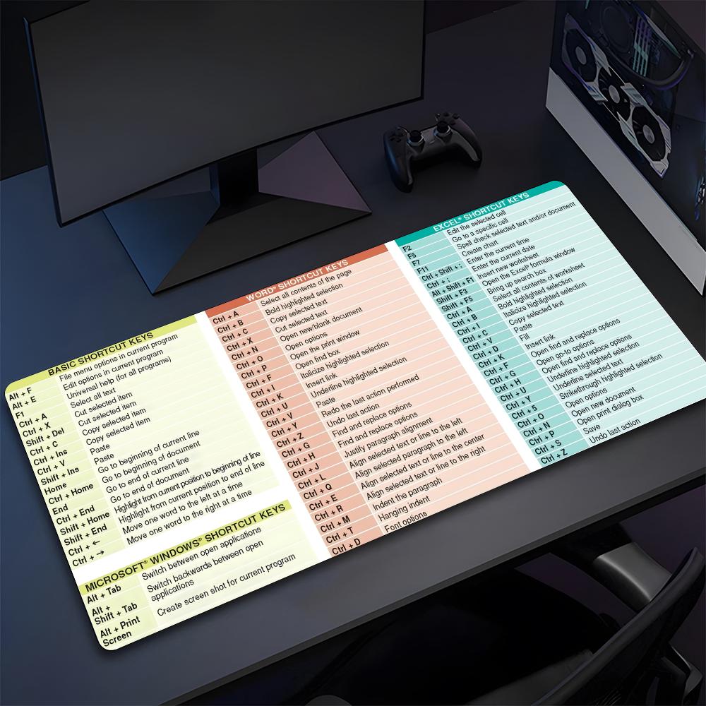 Office Shortcuts Mouse Pad High Quality Natural Rubber Mouse Pad The Most Professional Washable Laptop Mouse Pad