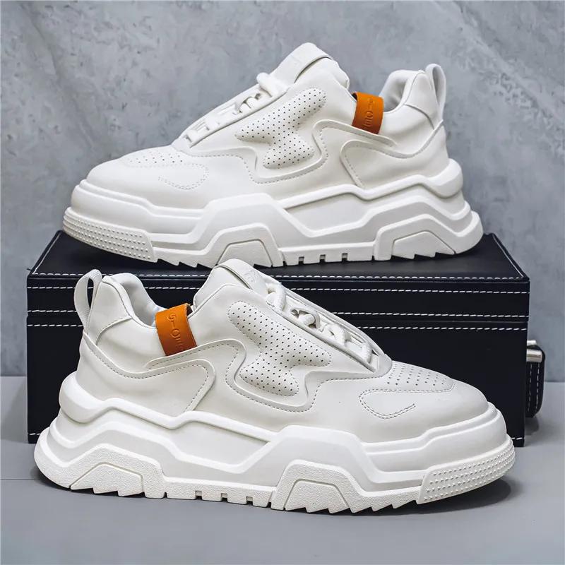 Массивные кроссовки мужские дизайнерские кроссовки модные повседневные из микрофибры кожа дышащие высокие туфли на плоской платформе белые туфли