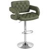 PU Leather Upholstered Swivel Bar Stool, Height Adjustable with Back, Armrest, Footrest, Green