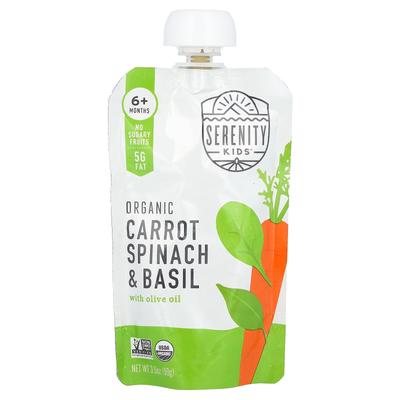 Serenity Kids С органической морковью, шпинатом и базиликом, оливковым маслом, с 6 месяцев, 99 г (3,5 унции)