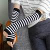1 Pair Women Striped Fingerless Gloves Knitted Elbow Mittens for Winter Soft Stretchy
