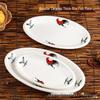 ZISIZ Traditional Rooster Ceramic Fish Plate Set