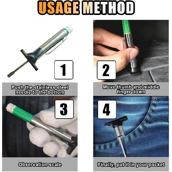Car Tire Tread Depth Gauge, Tire Tread Gauge Color Coded, Professional Tire Thread Depth Meter Tool in 32nds, Suitable for Most Car Models (1 PCS)