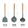 Silicone Kitchen Utensil Set: 3-Piece Wooden Handle - Spatula, Frying Spatula, Ladle, and Skimmer