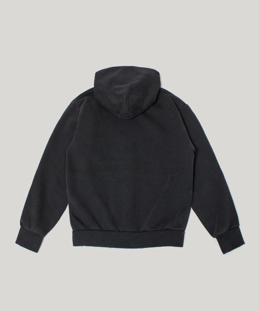 Худи на молнии с капюшоном Rusticclub Vintage, потертое, плотное, черное