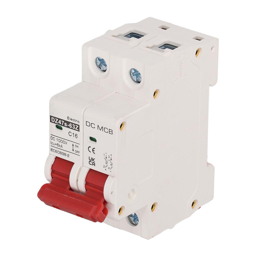 2P Мини-автоматический выключатель с защитой от перегрузки на DIN-рейку для солнечной фотоэлектрической системы DC 1000 В 16 А