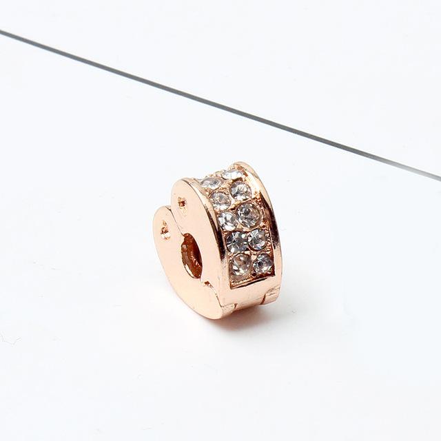 New Original Bead Alloy Love Star Flower Clip Stopper Charm Clear CZ Fit  Bracelet Bangle Necklace DIY Women Jewelry