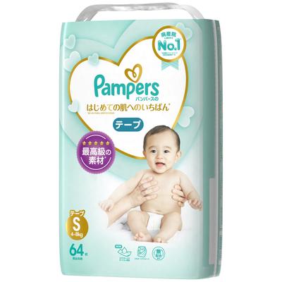Pampers Подгузники на липучках, Первый к коже, Маленький (4-8 кг), 64 счета