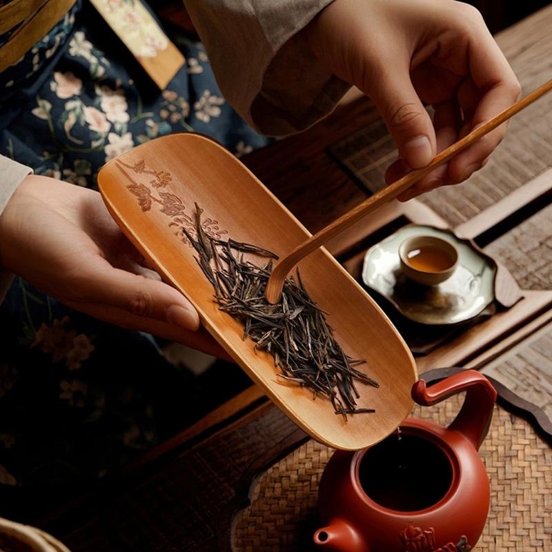 Traditional Chinese Teas Ceremony Set 3 Bamboos Tool With Intricate Carvings For Precise Brewing Family Gatherings And Cultural Display