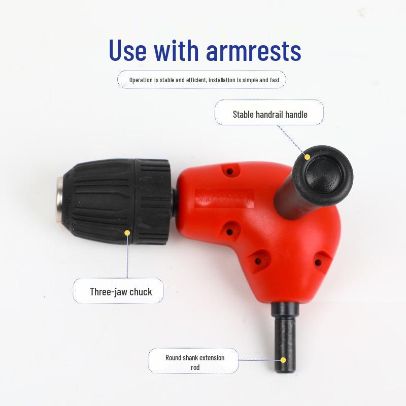 High-Speed Steel Right Angle Electric Drill Adapter with Self-Tightening Three-Jaw Chuck