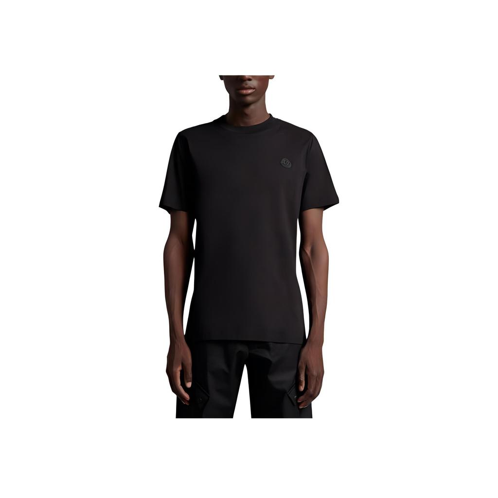 Moncler SS23 Solid Logo Embossed Crew Neck T-Shirt Men Tops Black I10918C00007829H8999