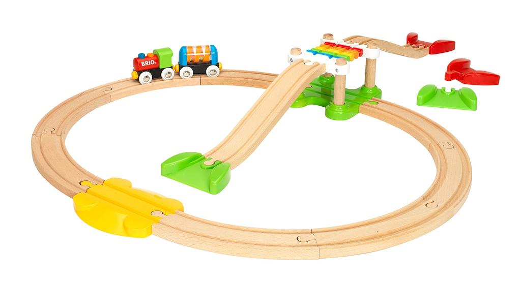 BRIO Железная дорога Мой первый набор для начинающих [Набор из 18 предметов] для возраста от 18 месяцев (Деревянная игрушка-поезд с рельсами) 33727