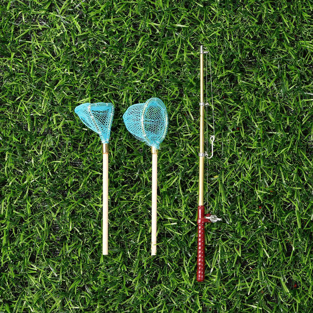 Landscape Fairy Garden Scene Model Fish Pole Trammel Net Doll Accessories Miniature Fishing Rod