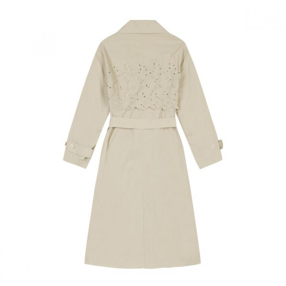 Benetton Embroidered Flap Trench Coat 3s 281ydn02j