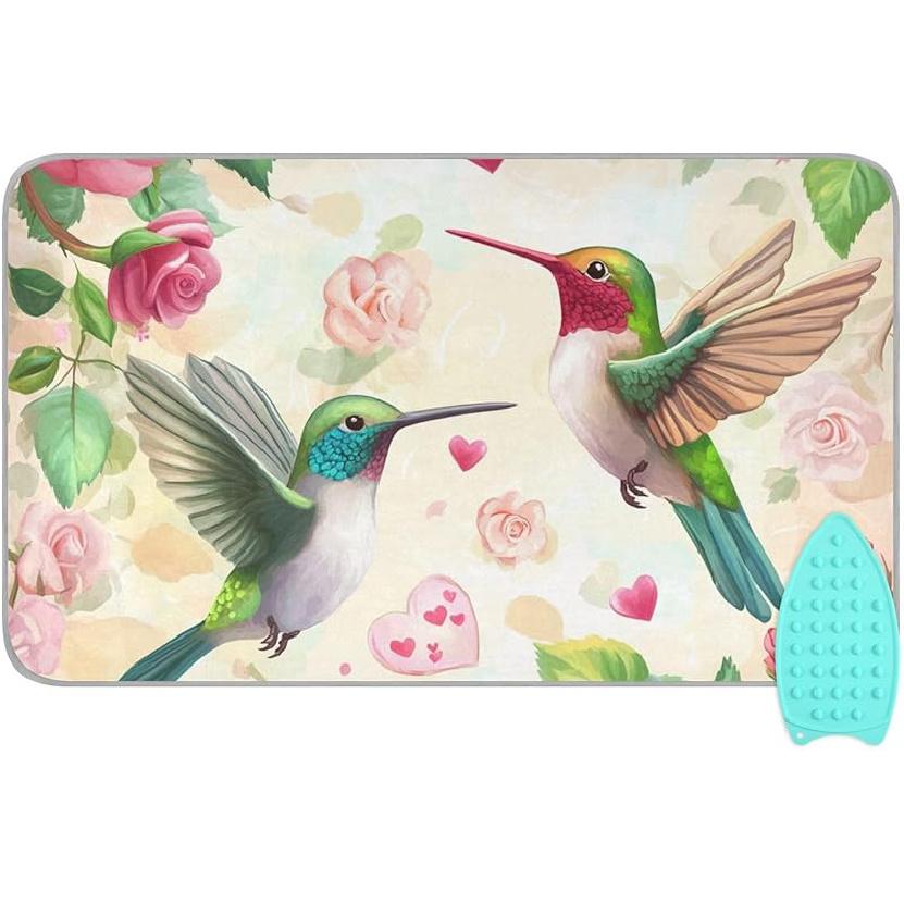 Коврик для глажки для стола Портативное дорожное одеяло для глажки Чехлы для гладильной доски Коврик для прессования Подушки для термопресса 27,6x47,2 дюйма Серые цветы