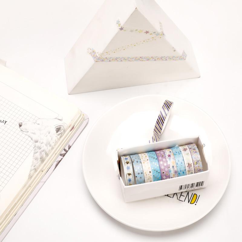 10 шт./компл. золотая фольга, бронзовая лента Васи, милая малярная лента, декоративная клейкая лента, наклейка для скрапбукинга, канцелярские принадлежности «сделай сам», наклейка