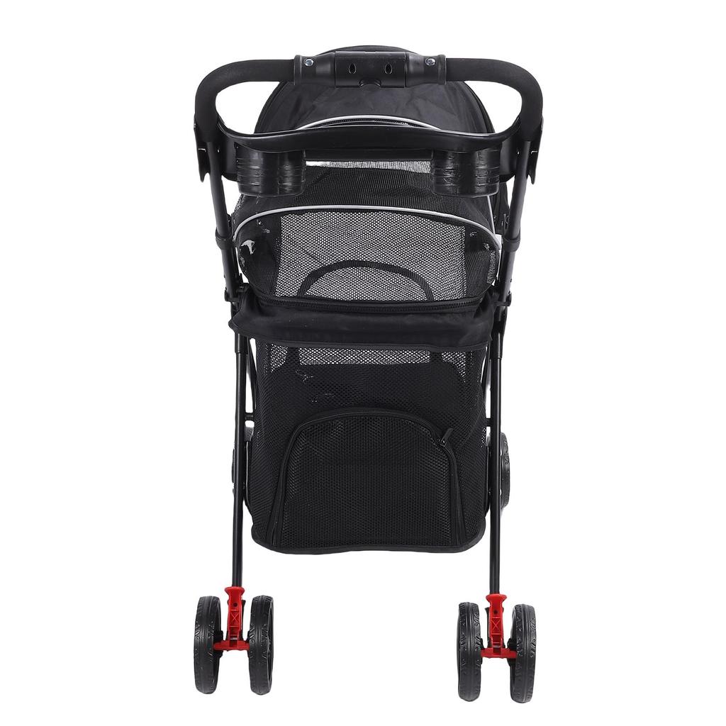 Pet Stroller One Click Folding Cat Stroller 4 Wheels Dog Wagon with Sun Shades and Cup Holder for Travel Black
