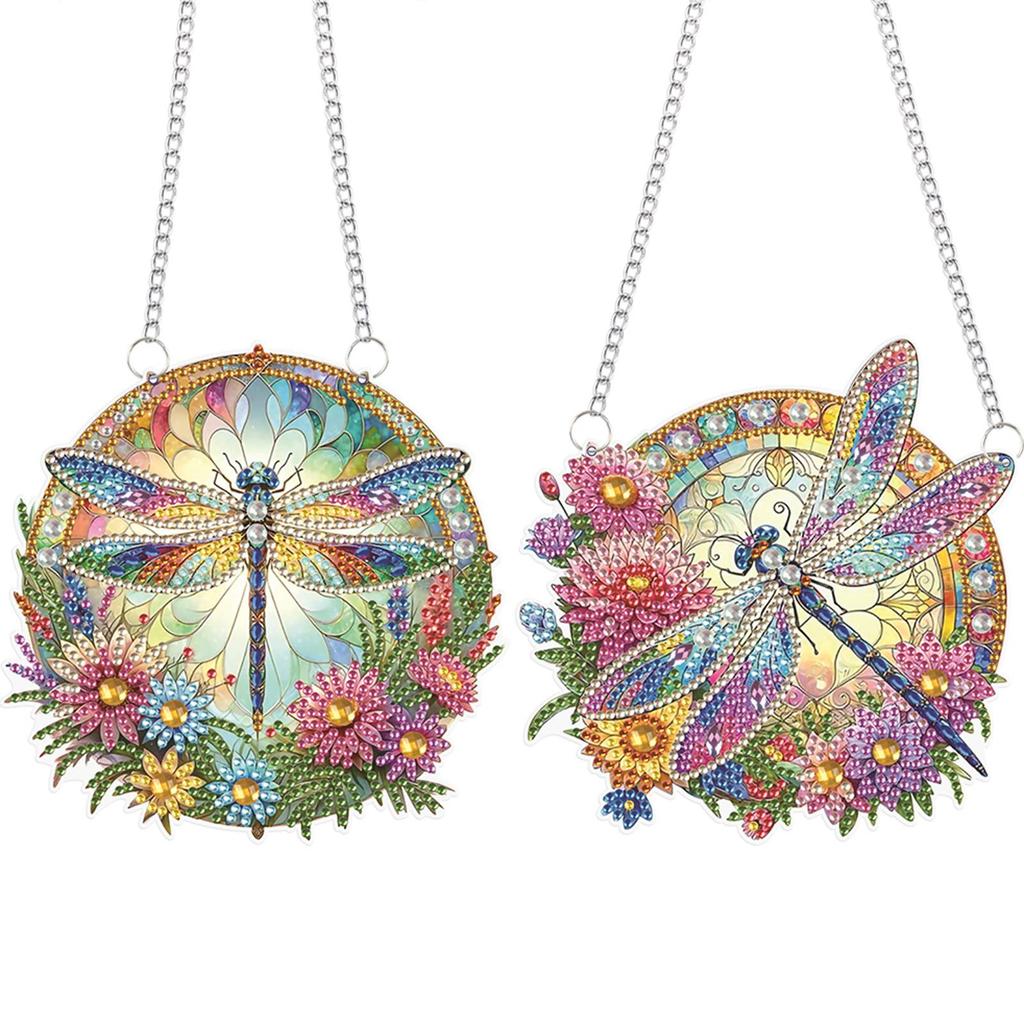 2pcs Animal 2D/Flat DIY Special Shape Rhinestone Diamond Art Window Pendants Diamond Painting Set DIY Home Decor Hanging Charm