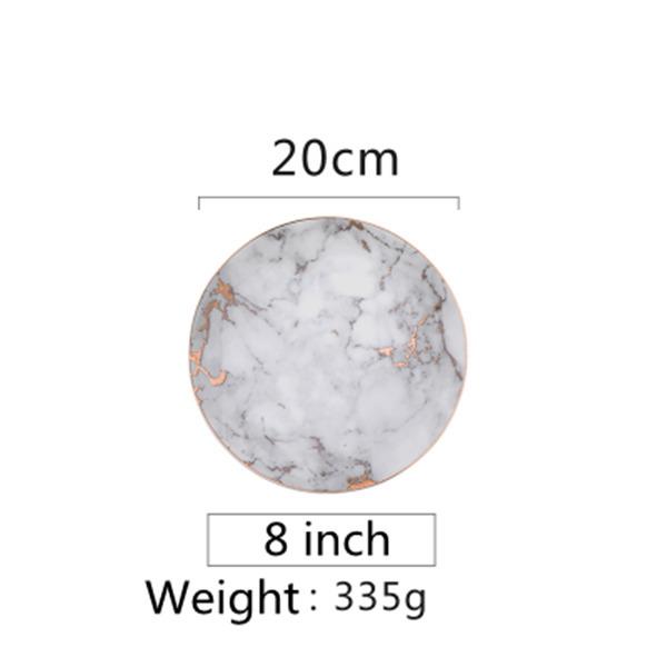 Мраморные тарелки в европейском стиле Керамическая посуда Золотая инкрустация Фарфоровая десертная тарелка Стейк Салат Закуска Торт Тарелки Посуда